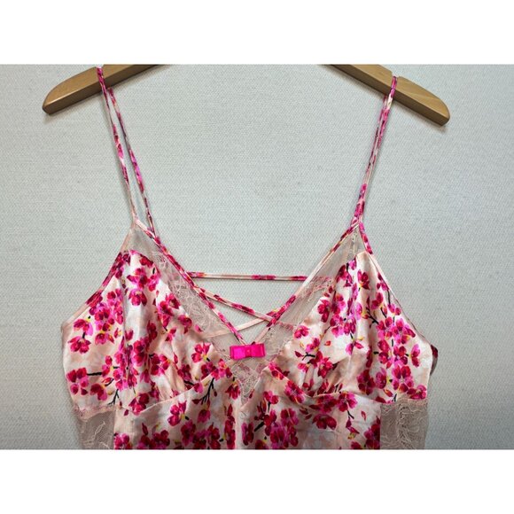 Victoria's Secret Women's Satin Slip Nightie Criss Cross Back Sz M Multi Blossom - Picture 5 of 14